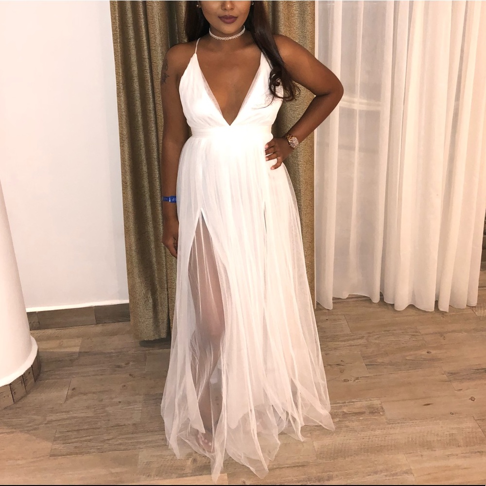 WHITE LONG DRESS WORN ONCE